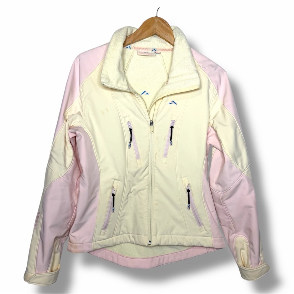 Denali Fleece Lined Softshell Jacket Cream White and Pink outdoors hiking